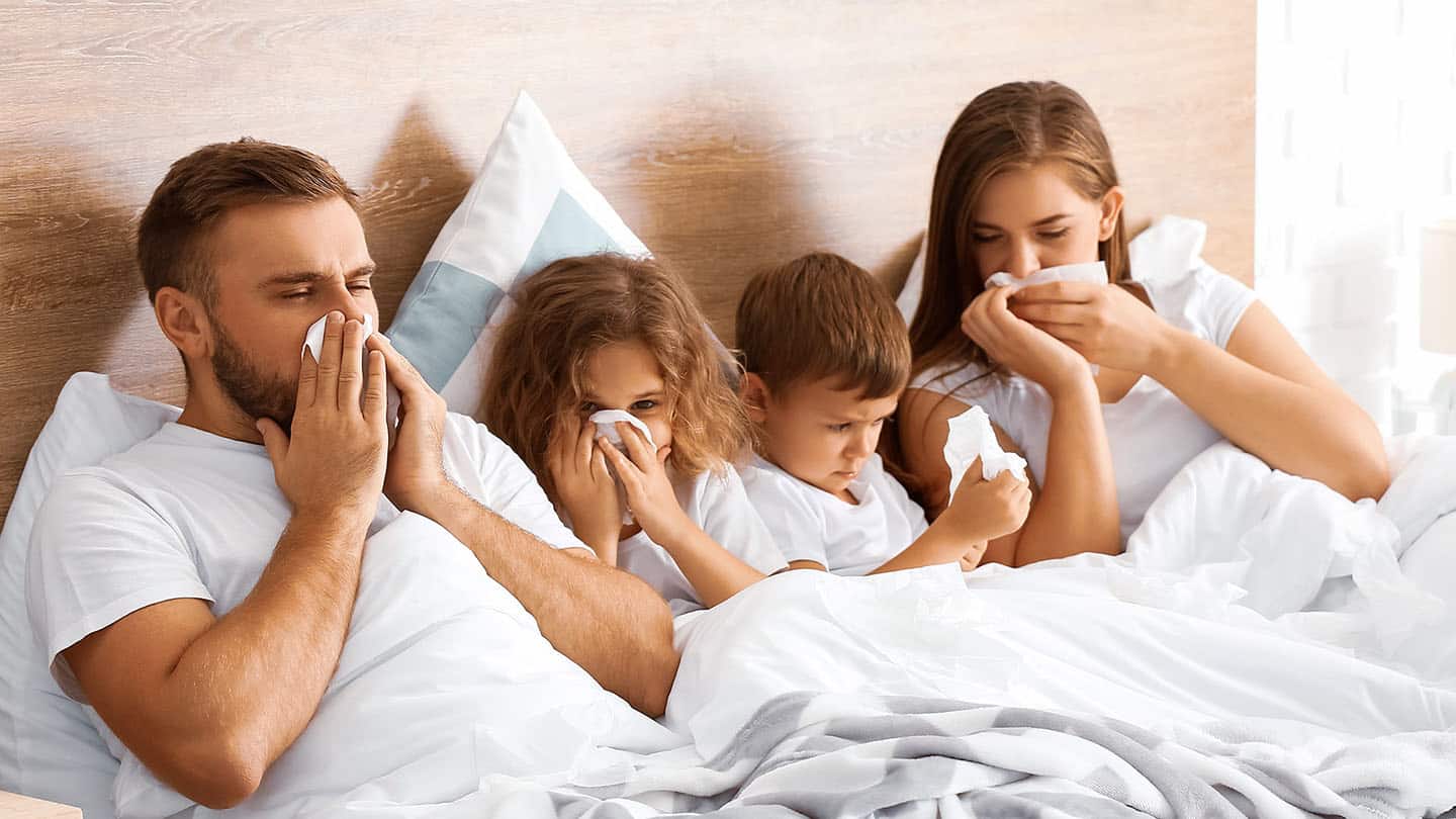 Beteg család, megfázás, influenza.
